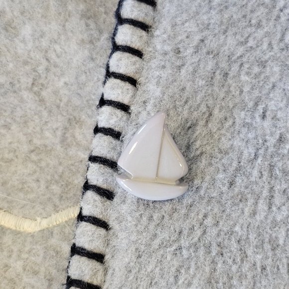 Retro 90s Coastal‎ Grandma Lighthouse Fleece Jacket Nautical S/M Beach Sailboat - Picture 9 of 14